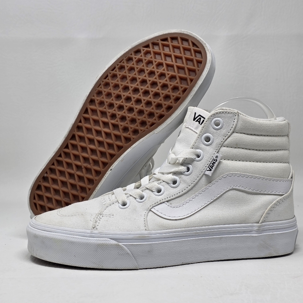 Vans Women's High Top Canvas SK-8 White Lace Up Sneaker Size 5 Pre-owned